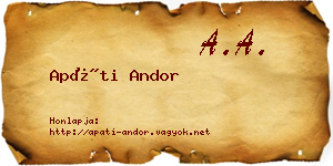 Apáti Andor névjegykártya